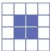 Cuatro cuadrículas candidatas para la Figura 4, cada una con distinta cantidad de cuadraditos pintados.