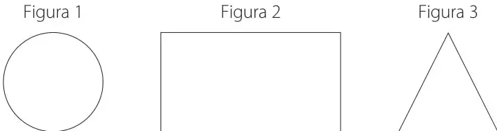 Círculo, rectángulo y triángulo para recortar (Figuras 1, 2 y 3).
