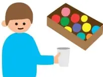 Caja con tapitas de colores variados.