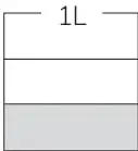 Dos recipientes de 1 L vacíos divididos en 3 y 4 partes para pintar fracciones.
