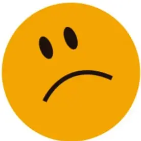 Emoji grande de cara triste de color amarillo.