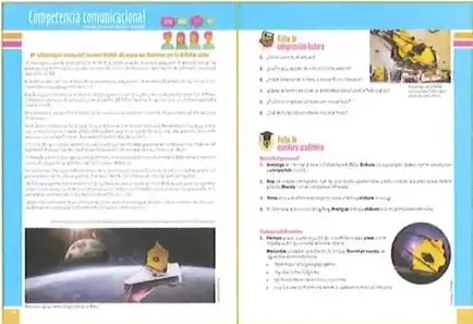 Miniatura de páginas dedicadas a la competencia comunicacional, lectura, escritura y actividades de reflexión.