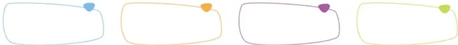 Cuatro recuadros vacíos de colores para escribir palabras clave.
