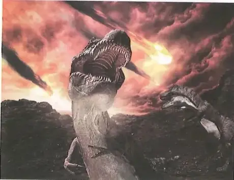Meteorito impactando la Tierra (representación artística del evento Chicxulub)