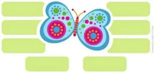 Mariposa con seis óvalos para escribir consejos.