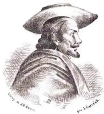 Retrato en litografía del artista colonial Miguel de Santiago, realizado en Quito en 1861.