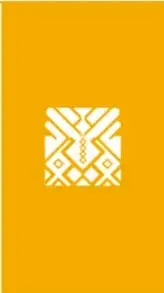 Cuadro decorativo con motivo geométrico sobre fondo amarillo.