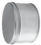 Olla o tarro cilíndrico de metal, sin tapa, sobre fondo blanco; ejemplo de material opaco.