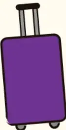Ilustración de una maleta morada con ruedas y asa extendida, símbolo del viaje o del proyecto de investigación.