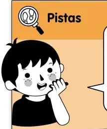 Recuadro naranja 'Pistas' con definiciones de fracciones propias, impropias y números mixtos, ilustrado con un niño y un mapache.