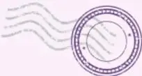 Estampilla con la ilustración de un ajolote rosa entre algas
