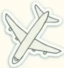 Calcomanía de un avión de papel o avioneta dibujada con estilo acuarela.