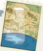 Estampilla con la ilustración de un mapa