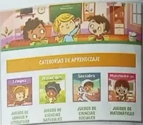 Captura de pantalla del menú de juegos del recurso digital.
