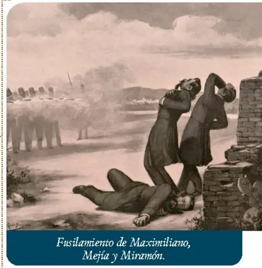 Pintura del fusilamiento de Maximiliano, Mejía y Miramón.