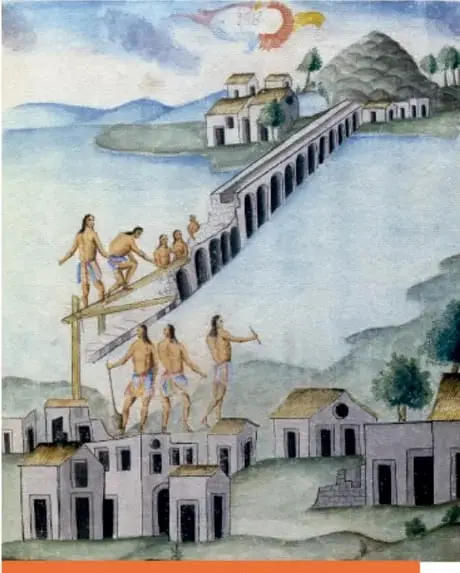 Pintura colonial titulada 'Danza de los indios o mitote', donde se observan indígenas danzando con vestimenta ritual y penachos.