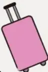 Ilustración de una maleta rosa con ruedas.