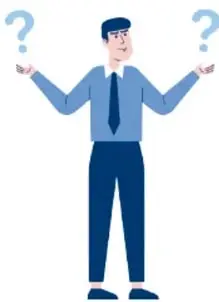 Ilustración de un personaje con expresión de duda y signos de interrogación, en el bloque sobre comparación de números.
