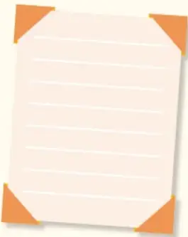 Nota adhesiva con esquinas naranjas.