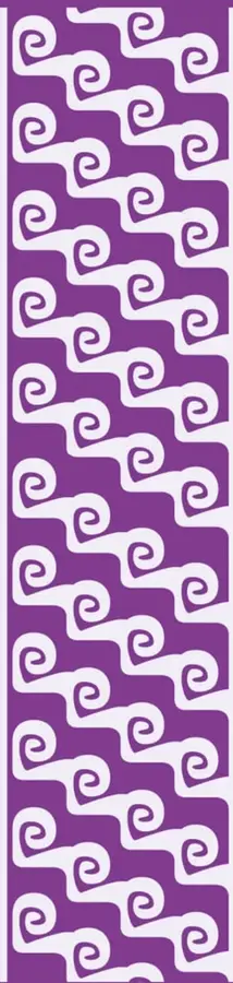 Franja vertical de color morado con un patrón ornamental de espirales blancas entrelazadas, estilo prehispánico, que decora la portadilla del capítulo.