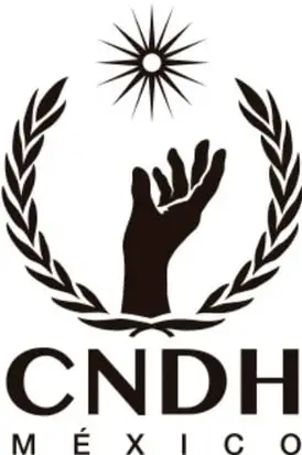 Logotipo de la CNDH México: un brazo con una antorcha y ramas de laurel, con las letras CNDH y la palabra MÉXICO.