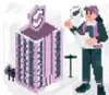 Icono de edificio en construcción con trabajadores