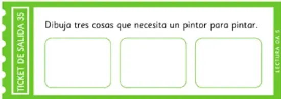 Recuadro con tres espacios para dibujar cosas que necesita un pintor.