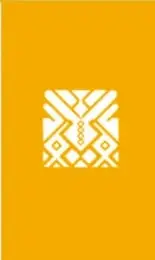 Ornamento gráfico de la colección Sk'asolil sobre fondo amarillo.