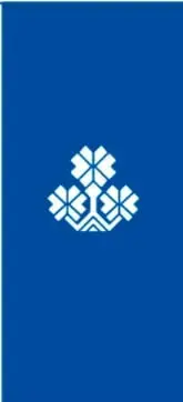 Ícono decorativo con motivos florales o geométricos en color azul.
