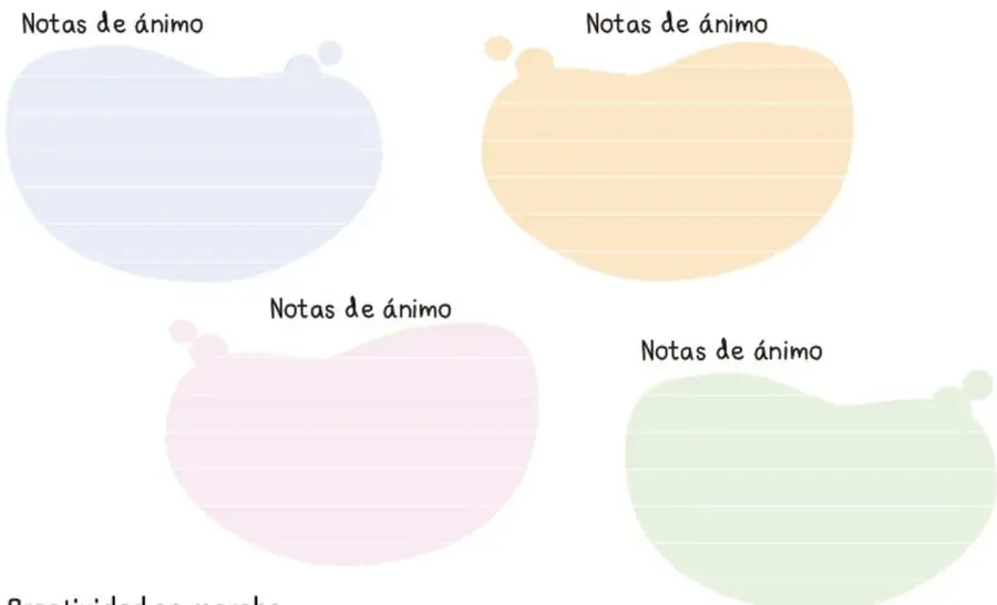 Recuadro celeste con líneas y el título 'Notas de ánimo'.