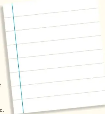 Hoja de cuaderno rayada con líneas azules.