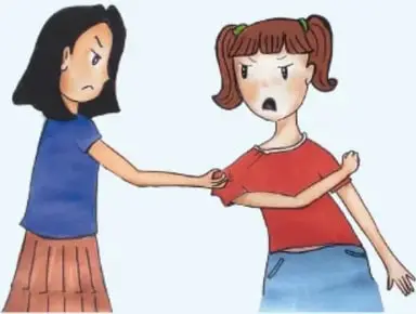 Ilustración de un adulto ofreciendo un objeto a una niña, y código QR con 'https://bit.ly/3HhVRmN'