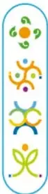 Ícono vertical con 4 símbolos de colores que representan los cuatro campos formativos, cada uno con su etiqueta de texto.