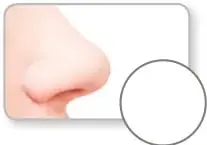 Fotografía de una nariz de perfil con un círculo blanco para marcar.