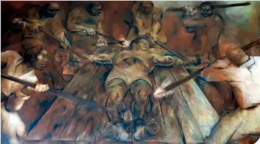 Mural que representa la rebelión maya liderada por Jacinto Canek.