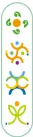 Ícono vertical con cuatro símbolos de colores que representan los cuatro Campos formativos, junto a la lista de sus nombres.