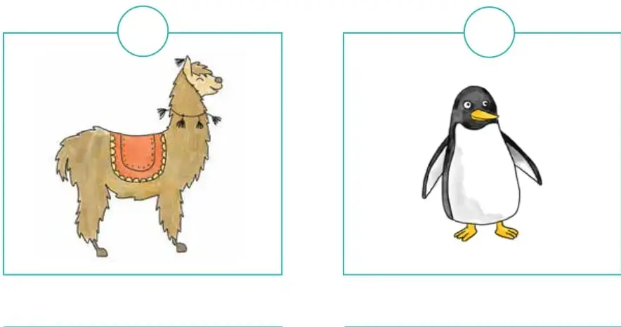Ilustración de un pingüino de pie, con cuerpo negro y blanco y pico amarillo.