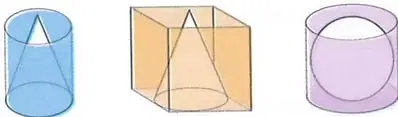 Ilustraciones de recipientes con forma de cilindro, prisma o pirámide y cuerpo redondo para reflexionar sobre su capacidad.