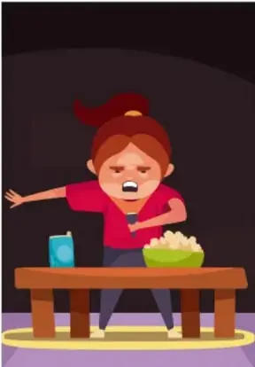 Ilustración del narrador: una niña que narra frente a una mesa, con el rótulo 'Narrador: Cuenta o relata la historia.'
