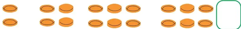 Cuatro figuras formadas con tapas de bebida naranjas: Figura 1 con 2 tapas, Figura 2 con 4, Figura 3 con 6 y Figura 4 con 6 tapas y un recuadro vacío donde se dibujan las que faltan.