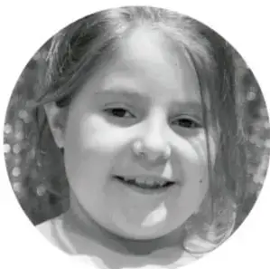 Fotografía circular en blanco y negro de una niña sonriente, junto a una nota "Para saber más sobre la convivencia".