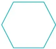 Hexágono regular de contorno turquesa con la etiqueta 'Hexágono'.