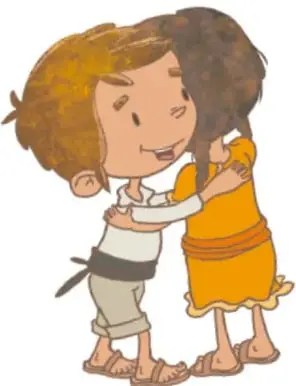 Dos niños dándose un gran abrazo sonriente; crédito: Maya Selene García López, CDMX.