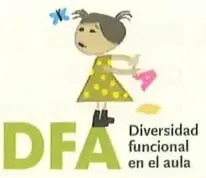 Ilustración de una niña junto a un mensaje sobre la diversidad funcional en el aula y la importancia de escuchar a los compañeros con discapacidad.