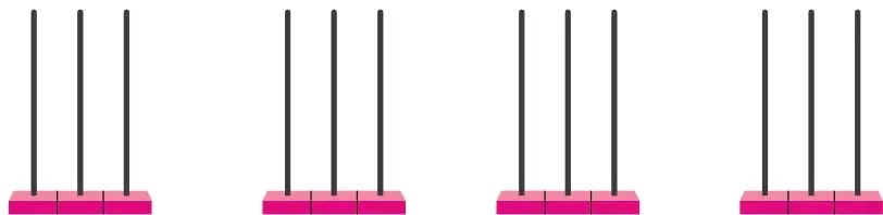 Cuatro ábacos vacíos para escribir las cantidades ordenadas de menor a mayor.
