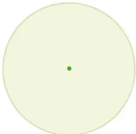 Círculo verde con un punto central, para representar giros.