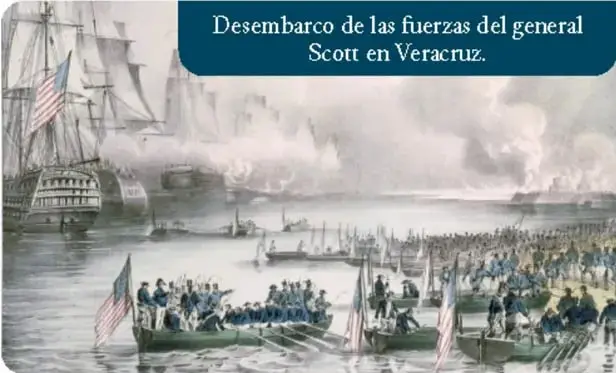 Litografía de la batalla de Sacramento, con soldados combatiendo en un campo abierto.
