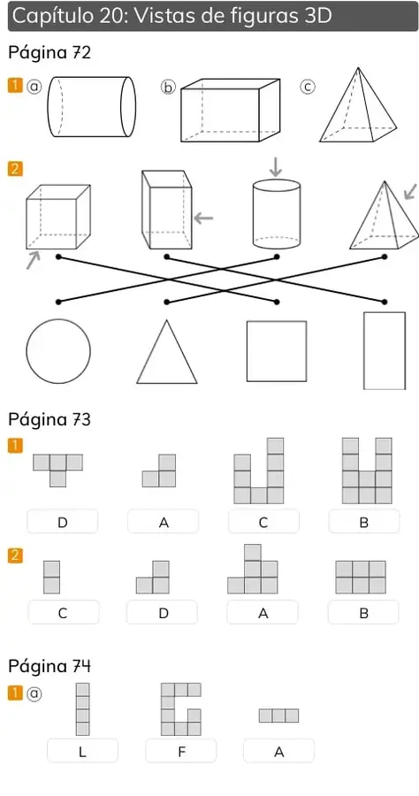 Cuerpos geométricos: cilindro, prisma rectangular y pirámide triangular.