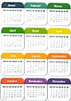 Calendario anual con los doce meses.