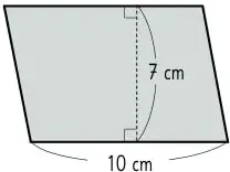 Paralelogramo con base 5 cm y altura 4 cm.